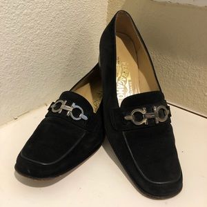 Salvatore Ferragamo Black Suede Loafers for Women